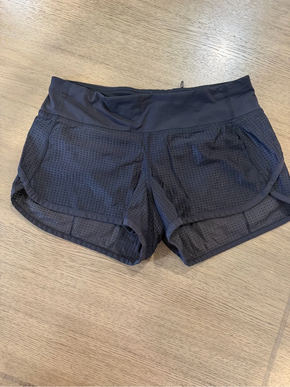 lululemon athletica Black Perforated Athletic Shorts with Zip Pocket